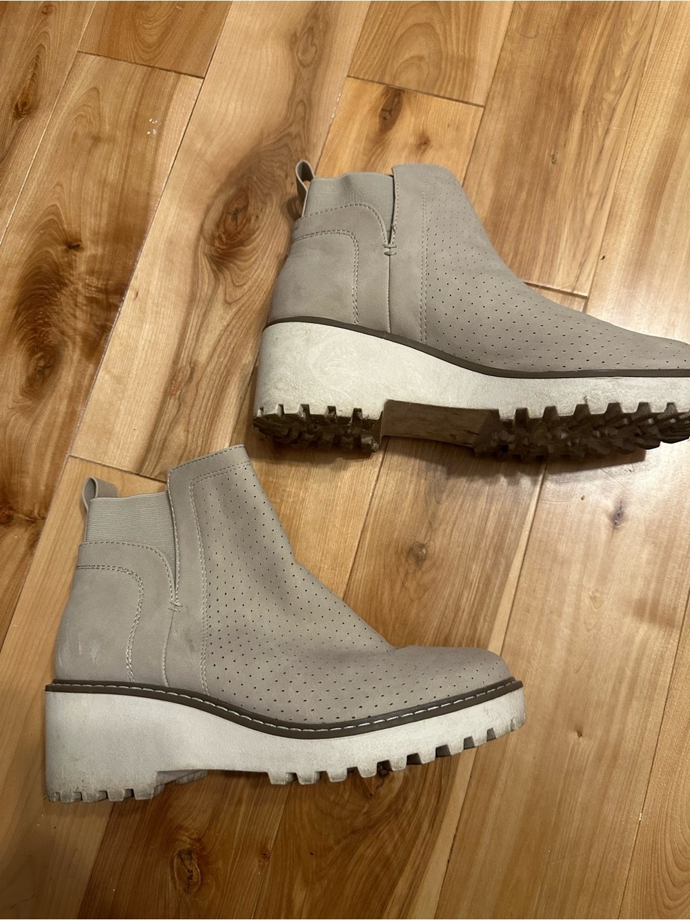 Women's Perforated Ankle Boot in Taupe